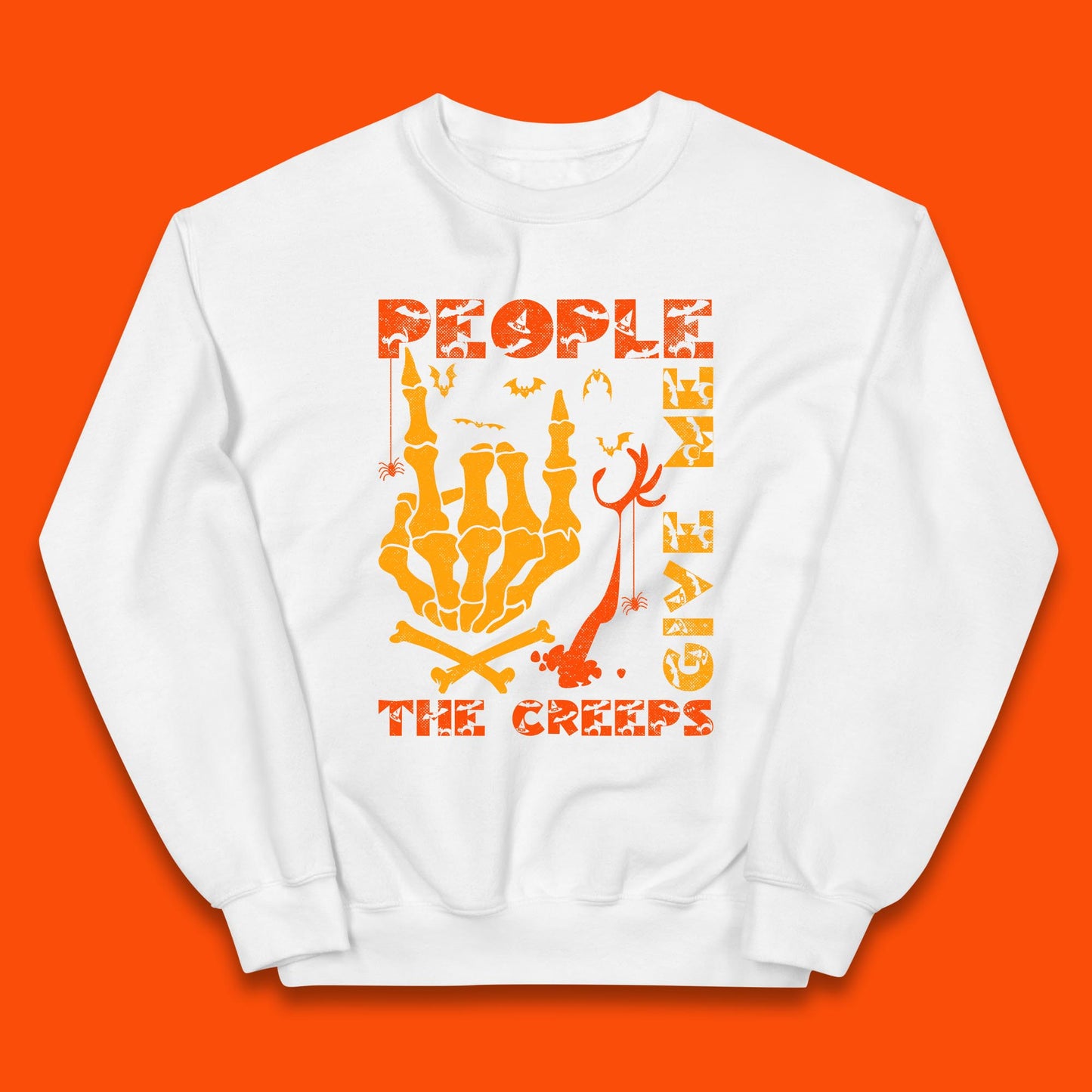 People Give Me The Creep Skeleton Hand Halloween Spooky Creepy Season Kids Jumper