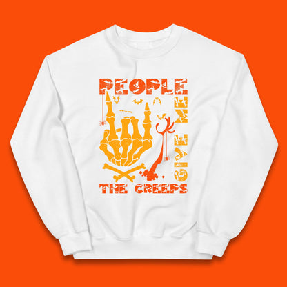 People Give Me The Creep Skeleton Hand Halloween Spooky Creepy Season Kids Jumper