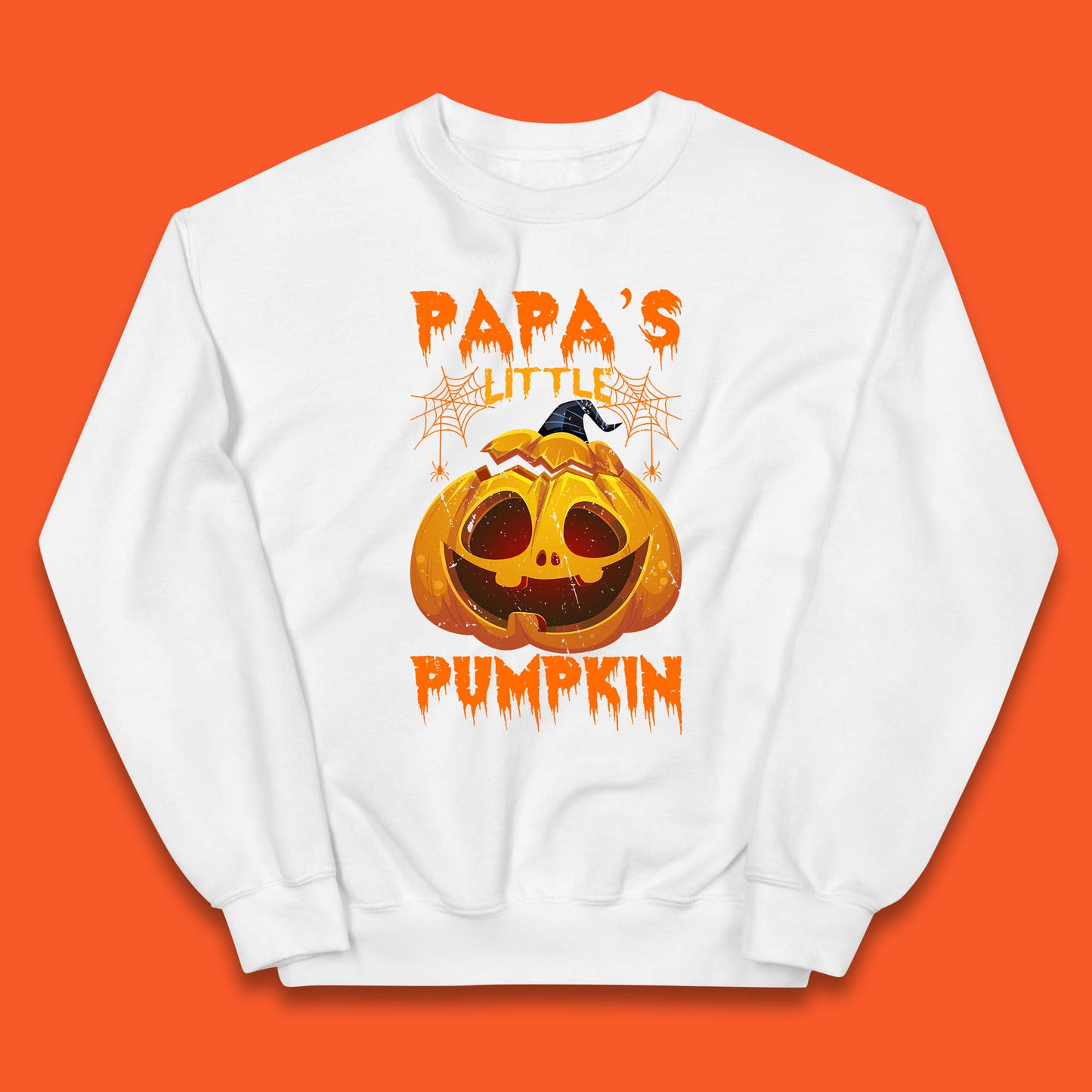 Papa's Little Pumpkin Halloween Jack-o-lantern Witch Hat Scary Evil Pumpkin Kids Jumper