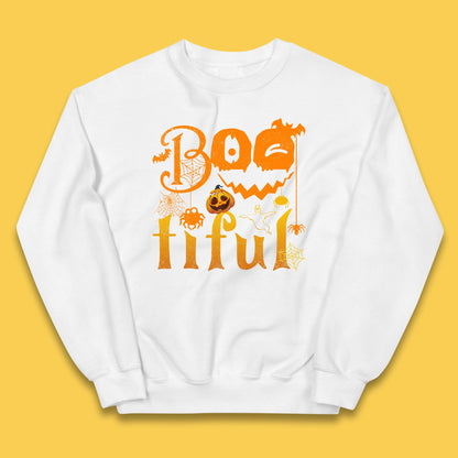 Bootiful Halloween Ghost Funny Boo Ghost Scary Spooky Season Kids Jumper