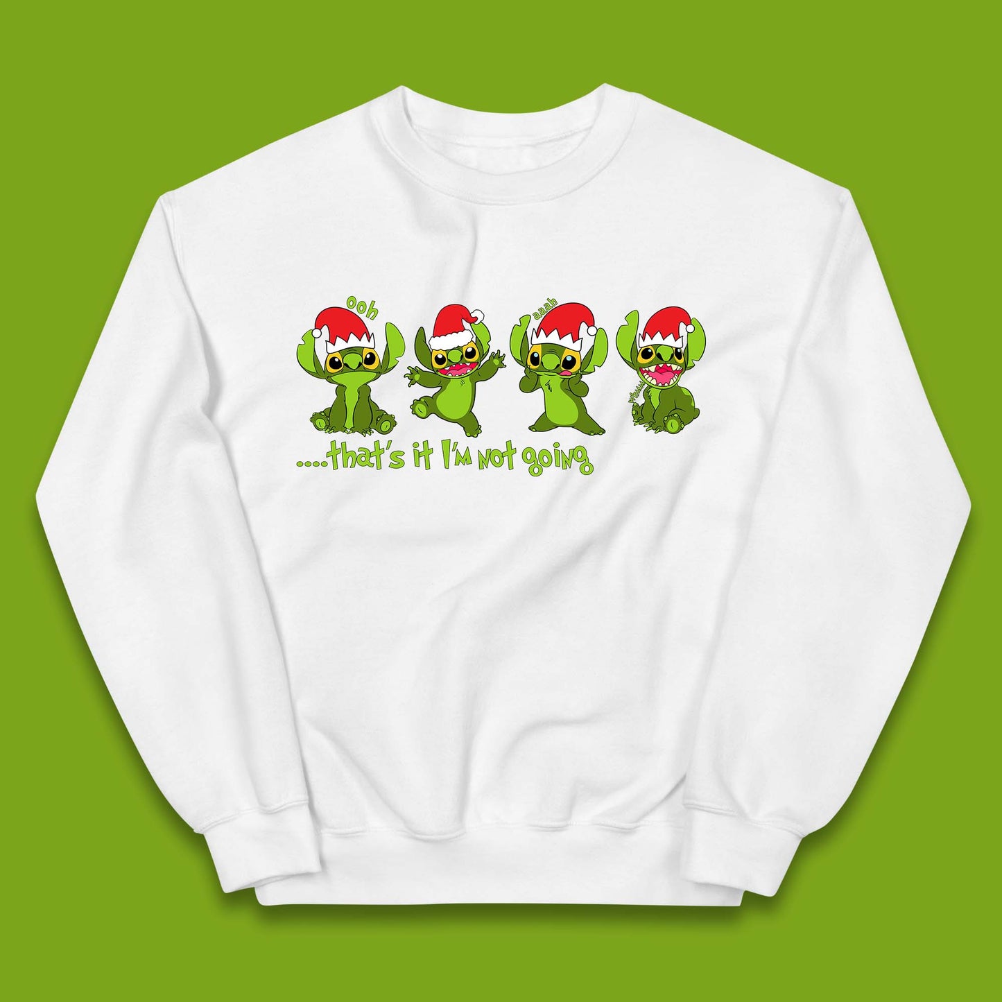 Grinch Stitch Christmas Kids Jumper