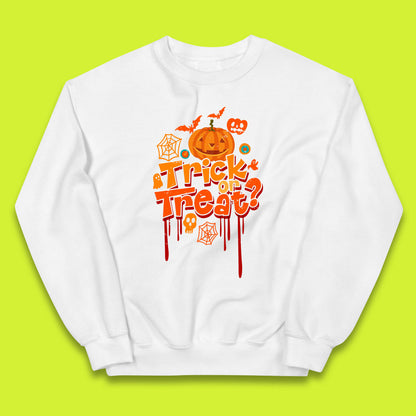Trick Or Treat Halloween Pumpkin Blood Dripping Horror Scary Spooky Season Kids Jumper