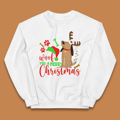 I Woof You A Merry Christmas Kids Jumper
