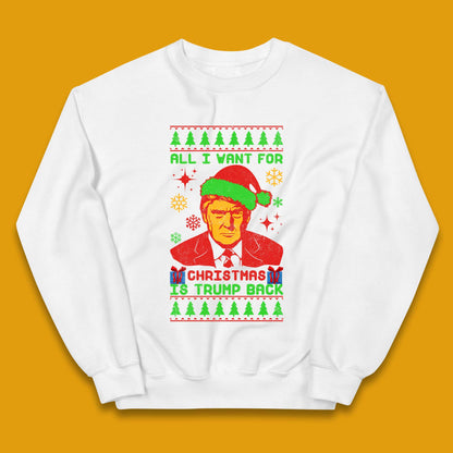Trump Back Christmas Kids Jumper
