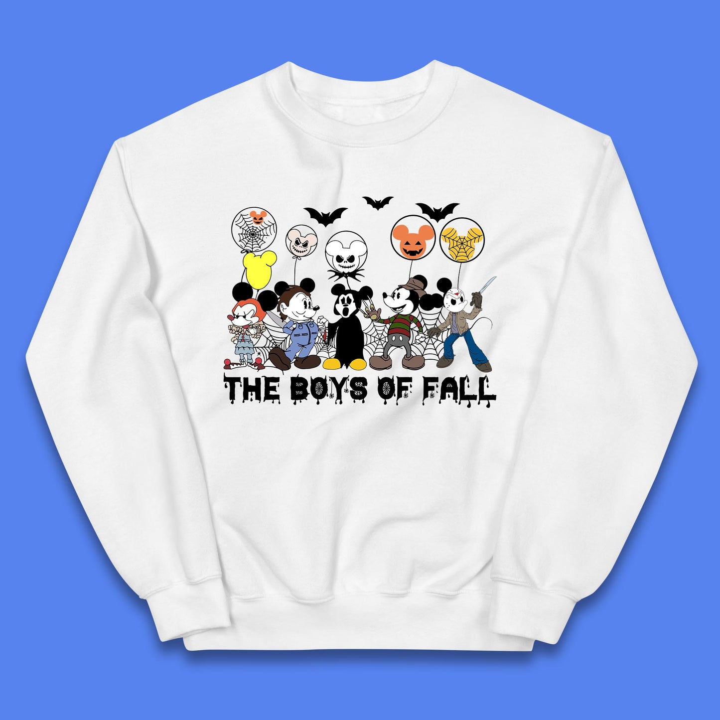 The Boys Of Fall Halloween Disney Mickey Mouse & Friends Horror Movie Characters Kids Jumper