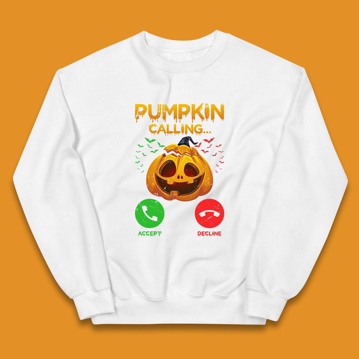 Halloween Pumpkin Calling Funny Phone Call Horror Scary Jack O Lantern Kids Jumper