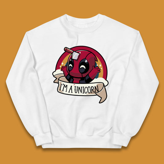 I'm A Unicorn Funny Deadpool Rainbow Colors Marvel Avengers Superhero Fictional Character Kids Jumper