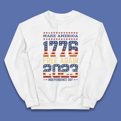 Make America Free Again 1776-2023 Independence Day Funny Free Speech Kids Jumper