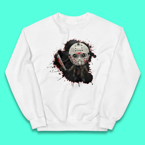Chibi Jason Voorhees Holding Bloody Knife Halloween Friday The 13th Horror Movie Character Kids Jumper