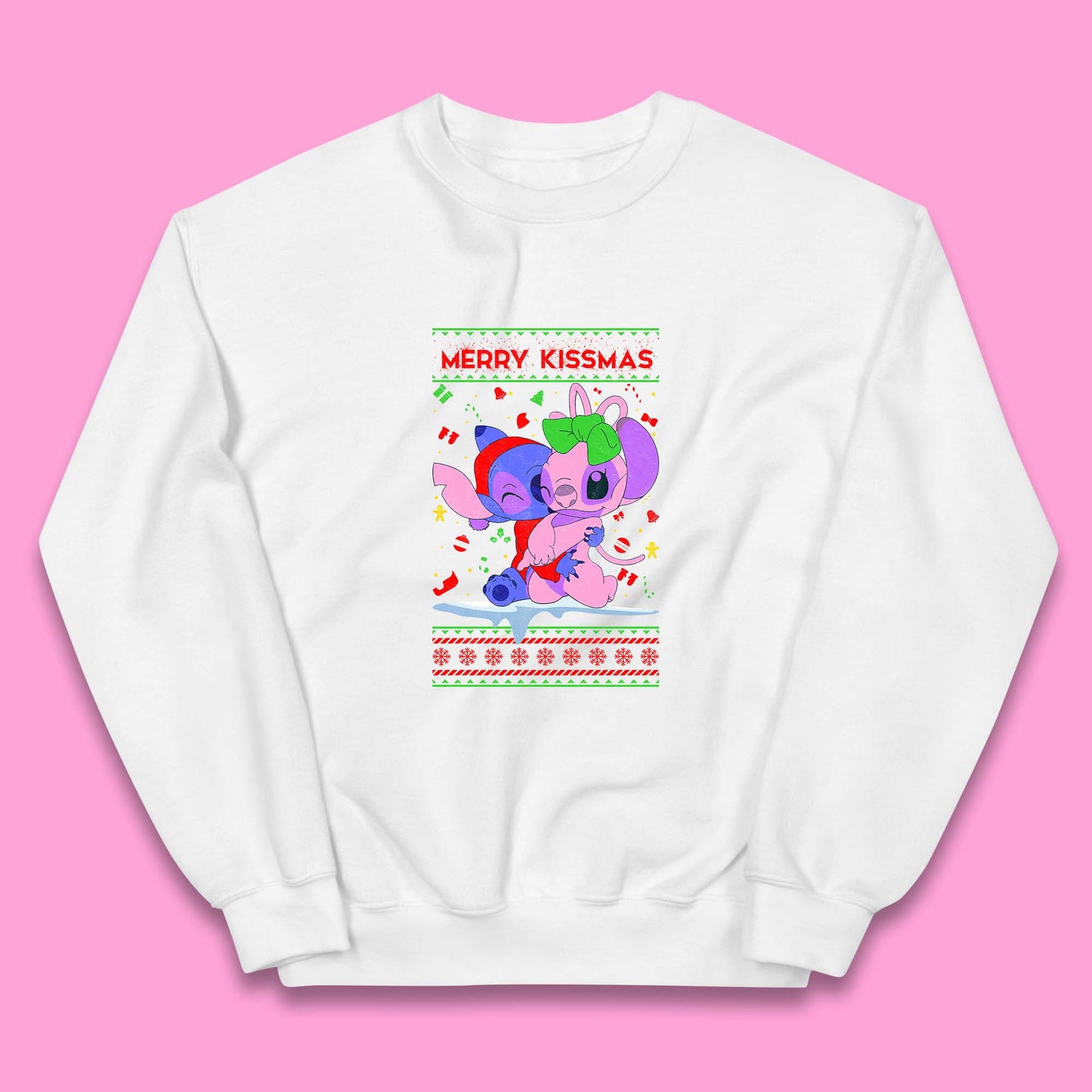 merry kissmas disney stitch and angel jumper