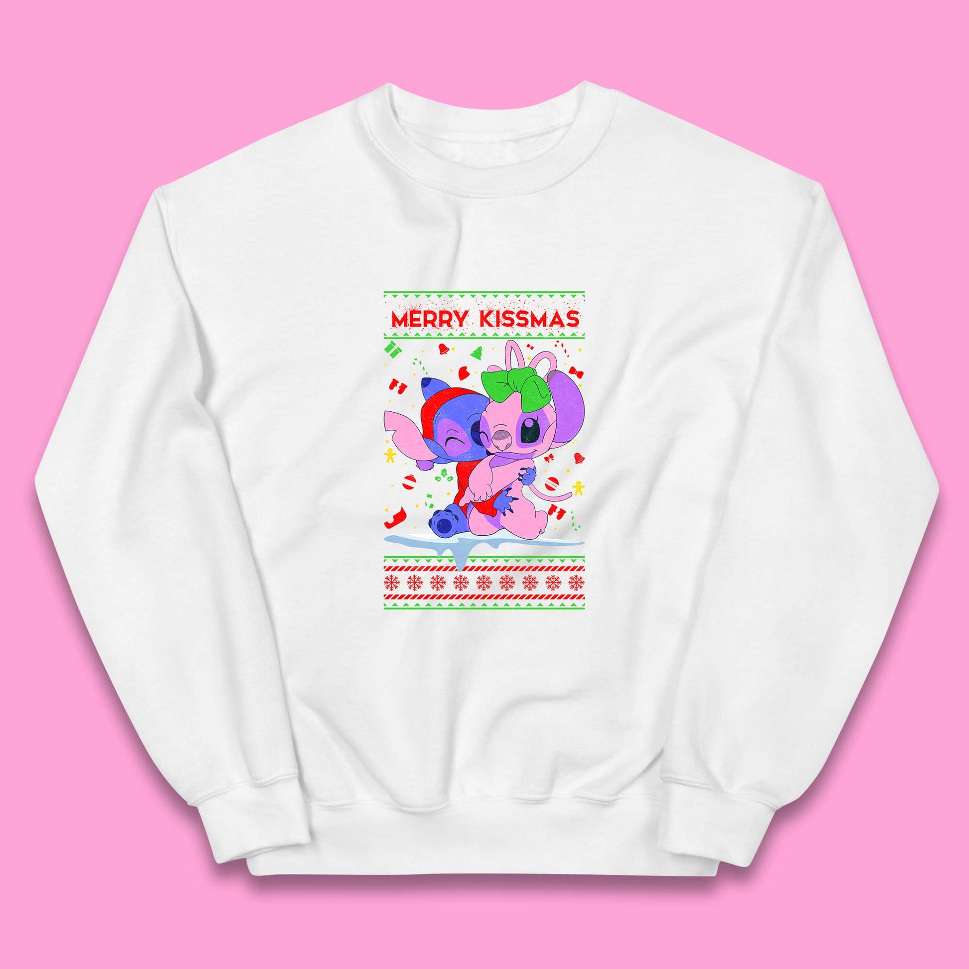 merry kissmas disney stitch and angel jumper