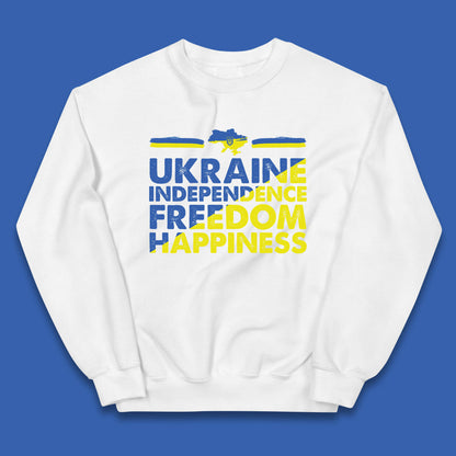 Ukraine Independence Freedom Happiness Proud Ukrainian Patriotic 24 August Independence Day Kids Jumper