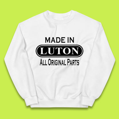 Made In Luton All Original Parts Vintage Retro Birthday Town In Bedfordshire, England Gift Kids Jumper