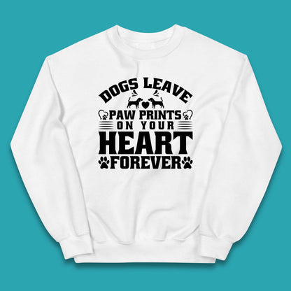 Dogs Leave Paw Print On Your Heart Forever Dog Paw Lovers Kids Jumper
