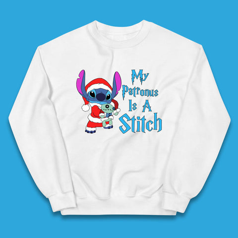 My Patronus Is A Stitch Disney Christmas Santa Stitch And Scrump Xmas Lilo And Stitch Kids Jumper