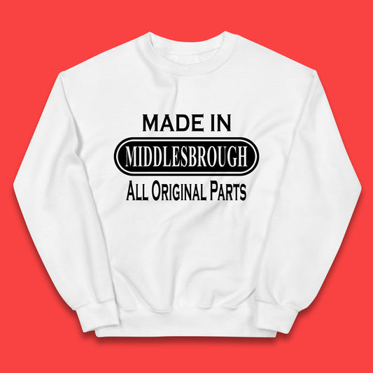 Made In Middlesbrough All Original Parts Vintage Retro Birthday Town In North Yorkshire, England Gift Kids Jumper