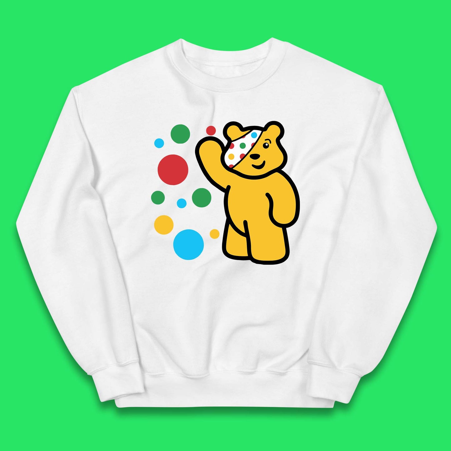 Spotty Pudsey Bear Hand Waving Dotty Spot Fundraising Children In Need Spotty Bear Spotty Day Kids Jumper