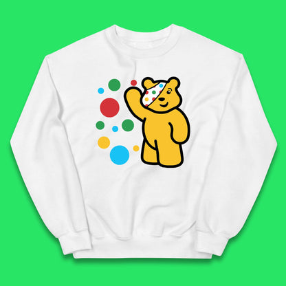 Spotty Pudsey Bear Hand Waving Dotty Spot Fundraising Children In Need Spotty Bear Spotty Day Kids Jumper