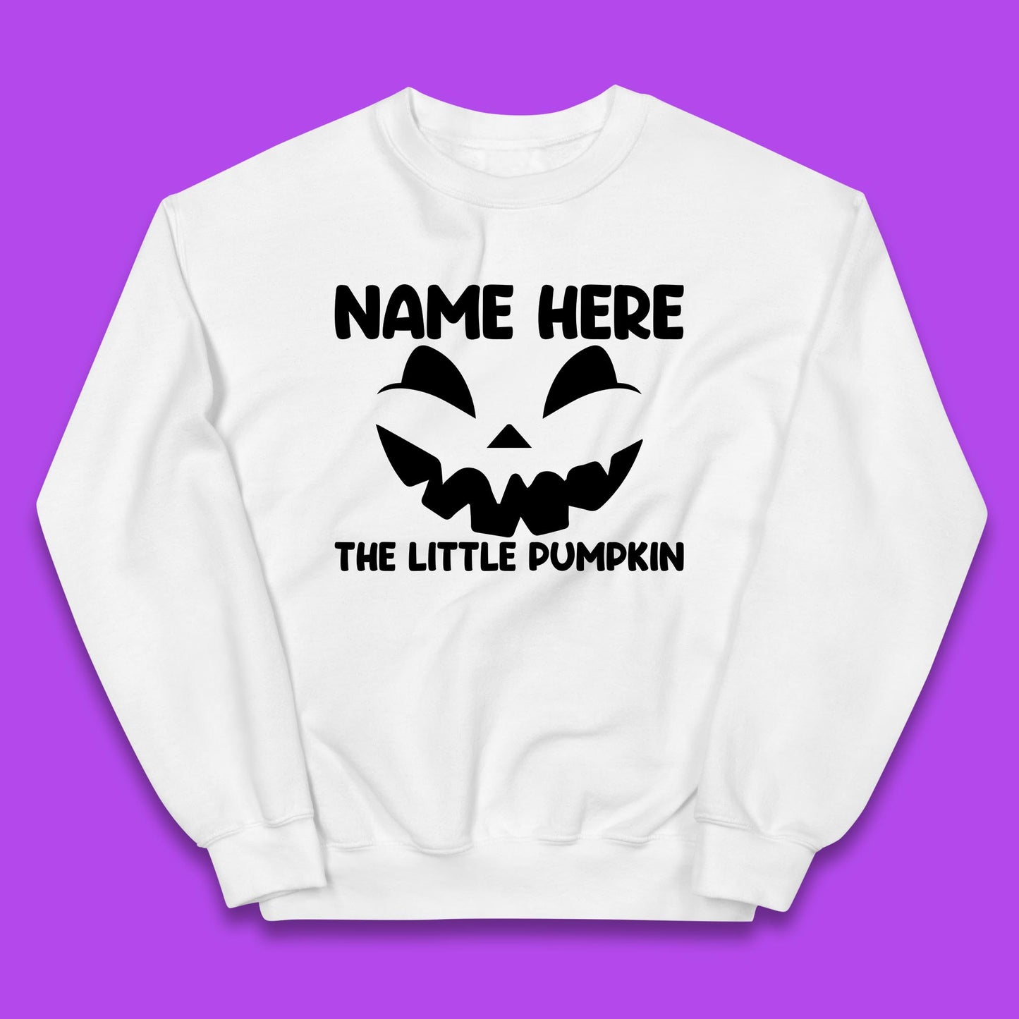 Personalised Your Name Here The Little Pumpkin Jack O Lantern Scary Spooky Face Kids Jumper