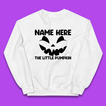 Personalised Your Name Here The Little Pumpkin Jack O Lantern Scary Spooky Face Kids Jumper