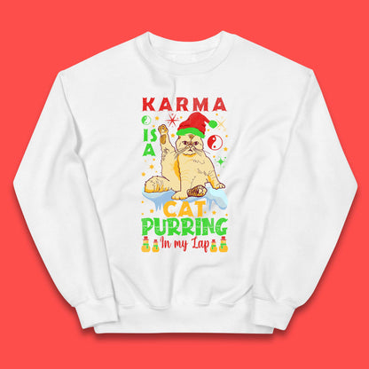 Christmas Karma Is A Cat Kids Jumper