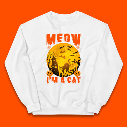 Meow I'm A Cat Halloween Black Cat Horror Scary Haunted House Kids Jumper