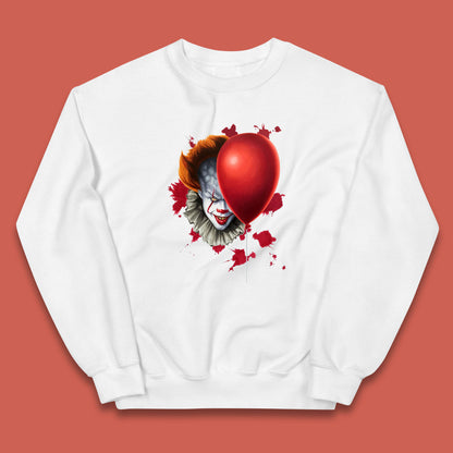 IT Pennywise Clown With Balloon Halloween Evil Clown Costume Horror Movie Serial Killer Kids Jumper