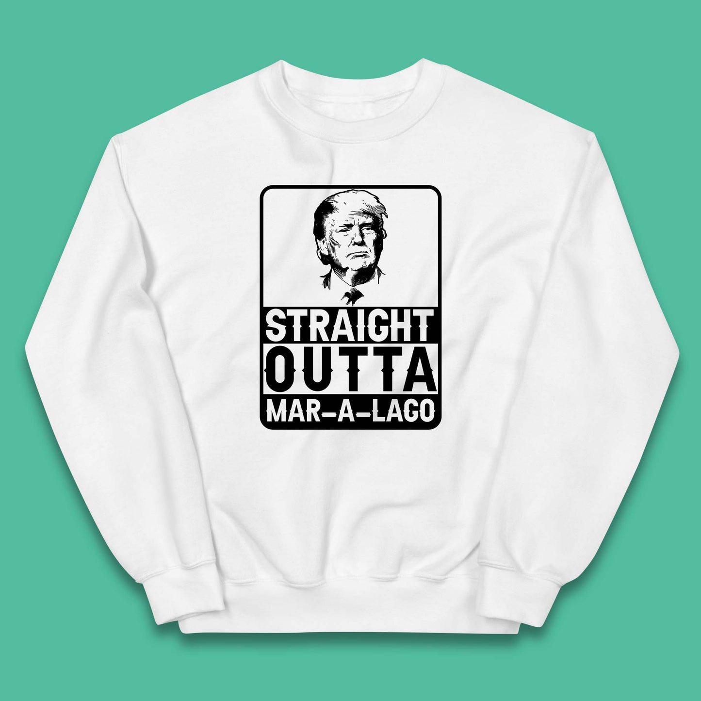 Donald Trump Straight Outta Mar-A-Lago USA Mugshot President Elections 2024 Kids Jumper