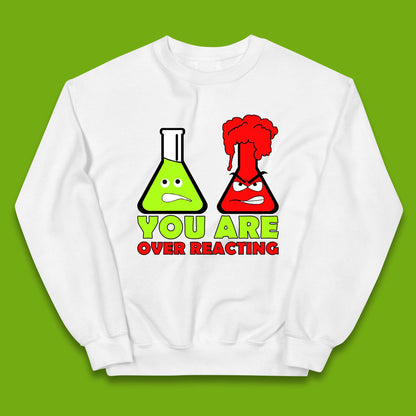 You Are Over Reacting Creepy Face Flask Funny Meme Chemistry Lovers Kids Jumper