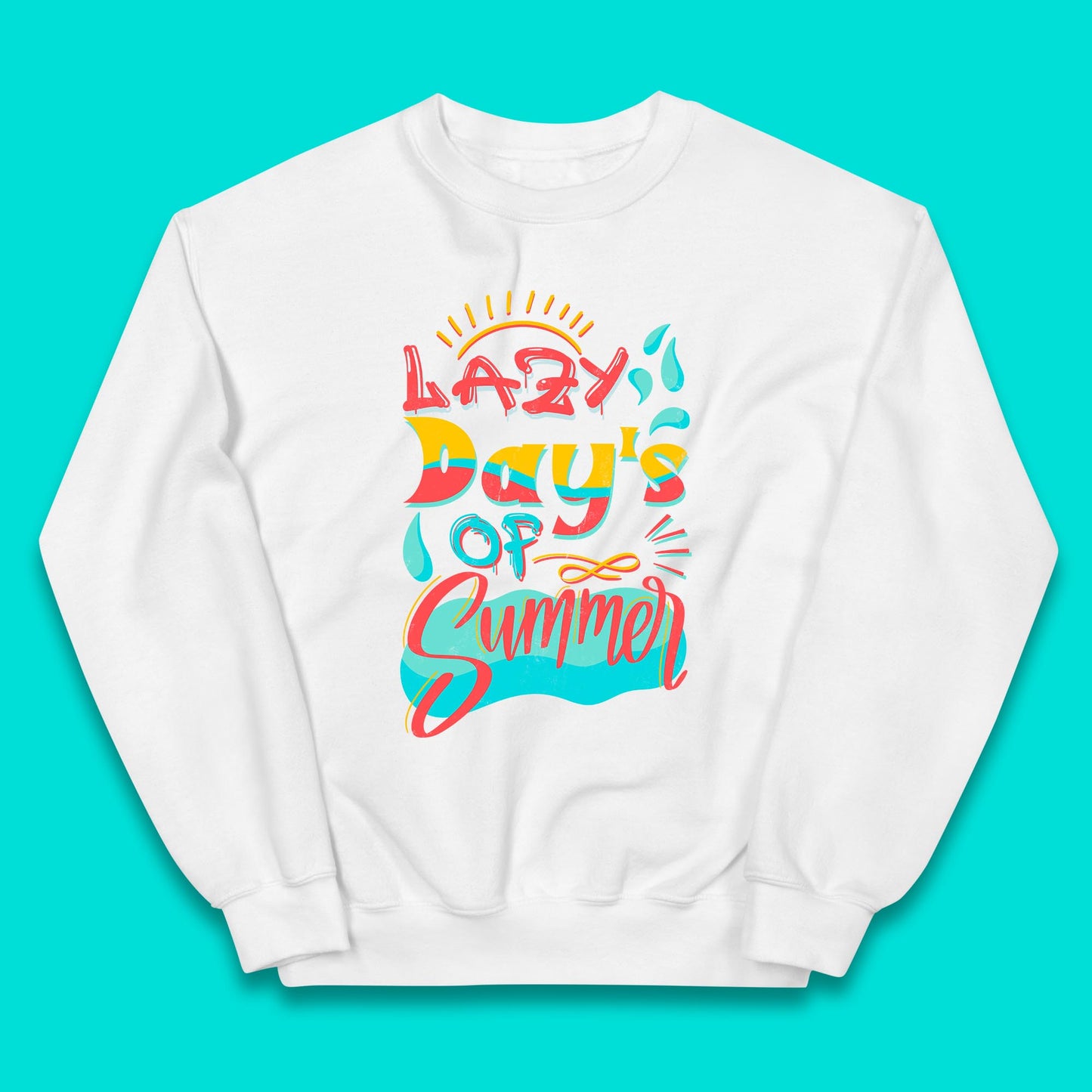 Lazy Days Of Summer Vintage Retro Sunset Surfer Beach Holiday Trip Kids Jumper