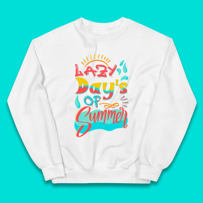 Lazy Days Of Summer Vintage Retro Sunset Surfer Beach Holiday Trip Kids Jumper