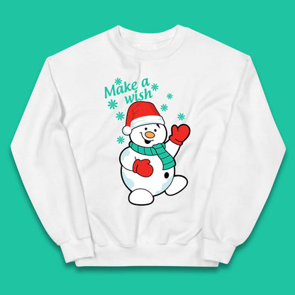 Make A Wish Snowman Christmas Kids Jumper