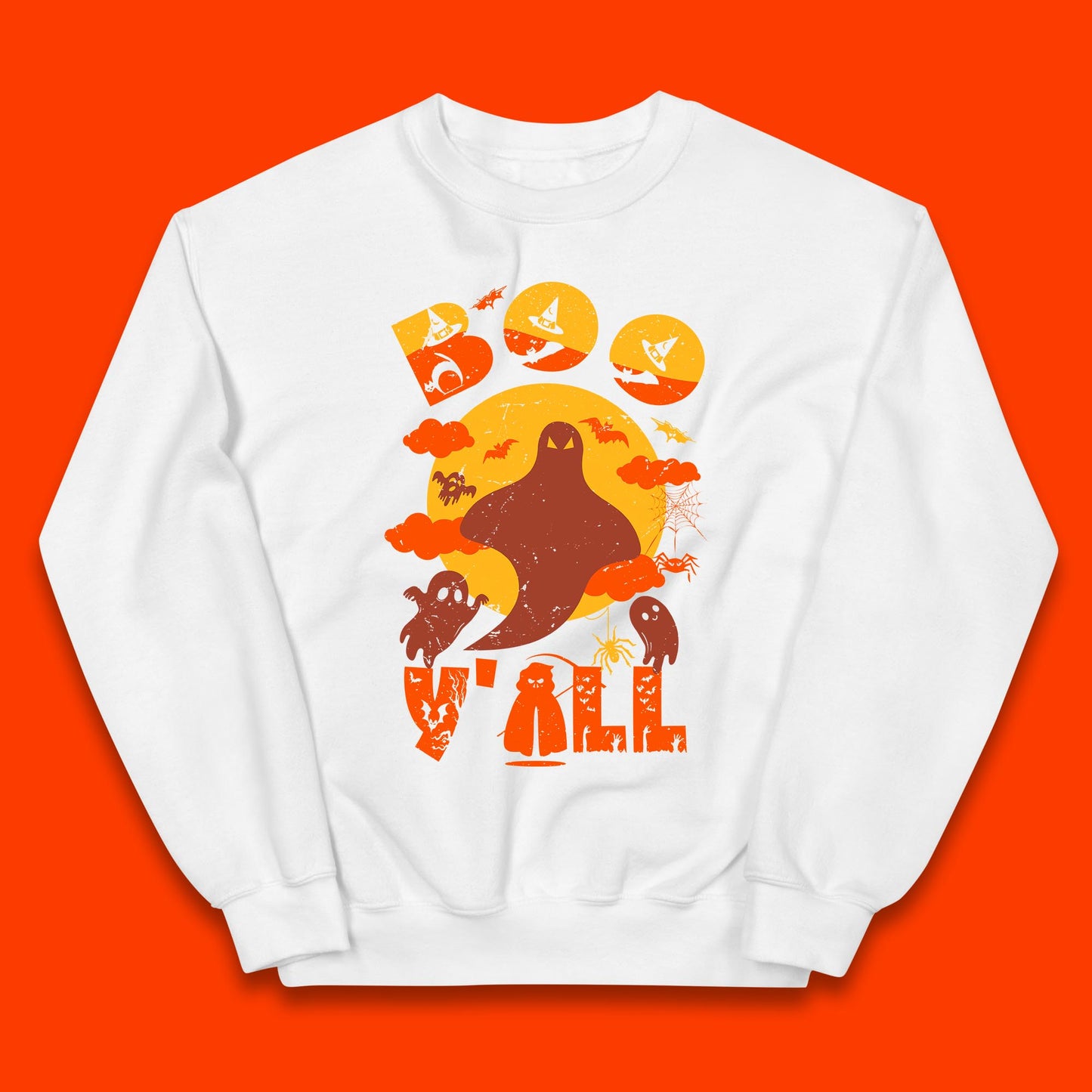 Halloween Boo Y'all Hey Boo Funny Spooky Halloween Party Kids Jumper