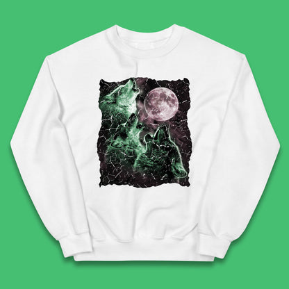Three Wolf Howling At Moon Wild Free Wolves Three Wolf Dog Animal The Mountain Kids Jumper