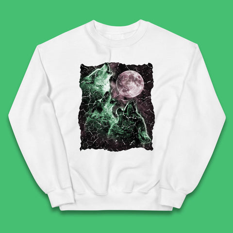 Three Wolf Howling At Moon Wild Free Wolves Three Wolf Dog Animal The Mountain Kids Jumper