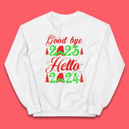 Good Bye 2023 Hello 2024 Merry Christmas Happy New Year Xmas Festive Celebration Kids Jumper