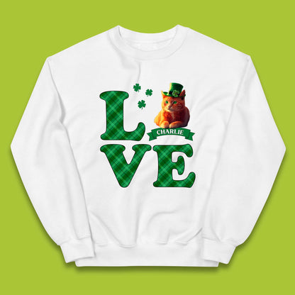 Personalised Love St. Patrick's Cat Kids Jumper