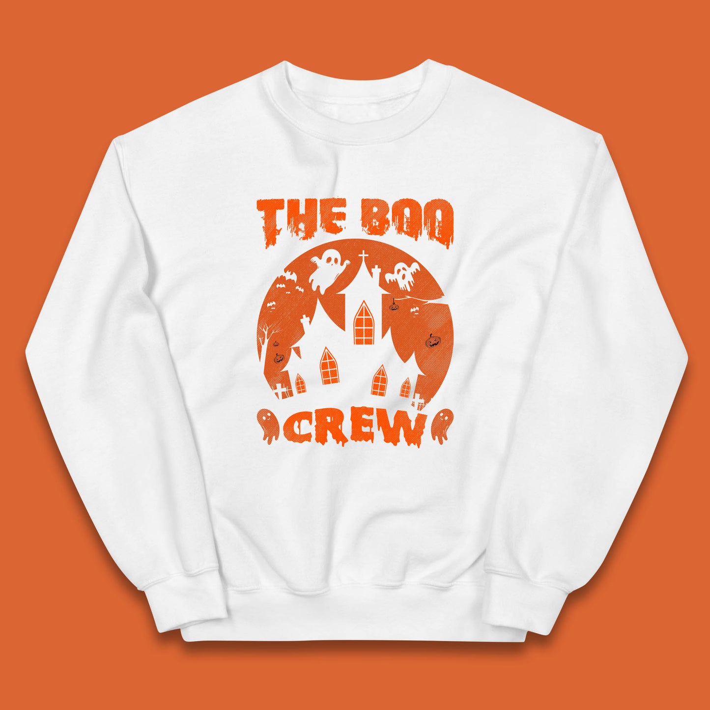 The Boo Crew Halloween Boo Squad Matching Costume Haunted House Horror Boo Ghost Kids Jumper