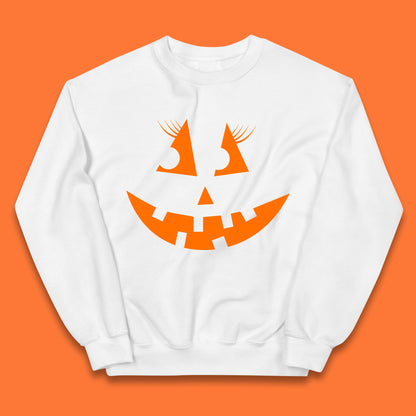 Halloween Pumpkin Jack-o-lantern Girl Evil Scary Horror Smile Face Kids Jumper