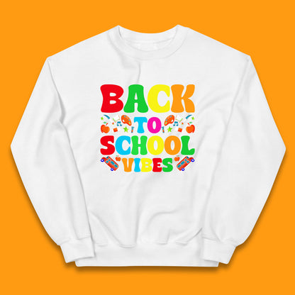Back To School Vibes Happy First Day Of School Retro School Life Kids Jumper