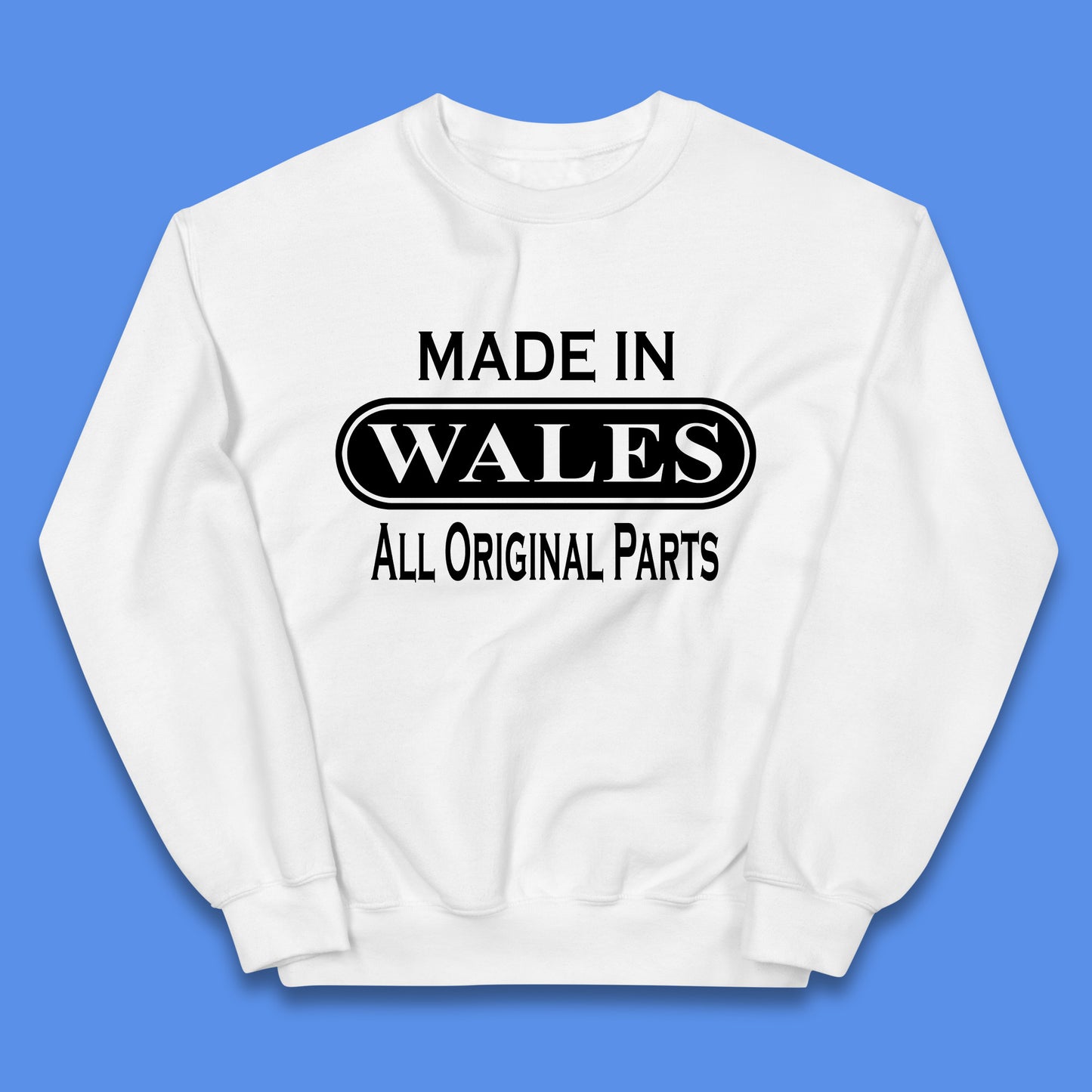 Made In Wales All Original Parts Vintage Retro Birthday Country In United Kingdom UK Constituent Country Gift Kids Jumper