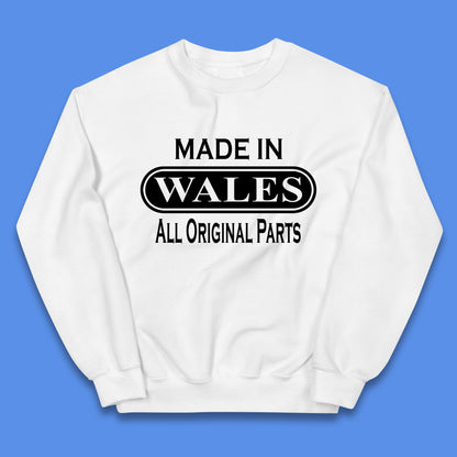 Made In Wales All Original Parts Vintage Retro Birthday Country In United Kingdom UK Constituent Country Gift Kids Jumper