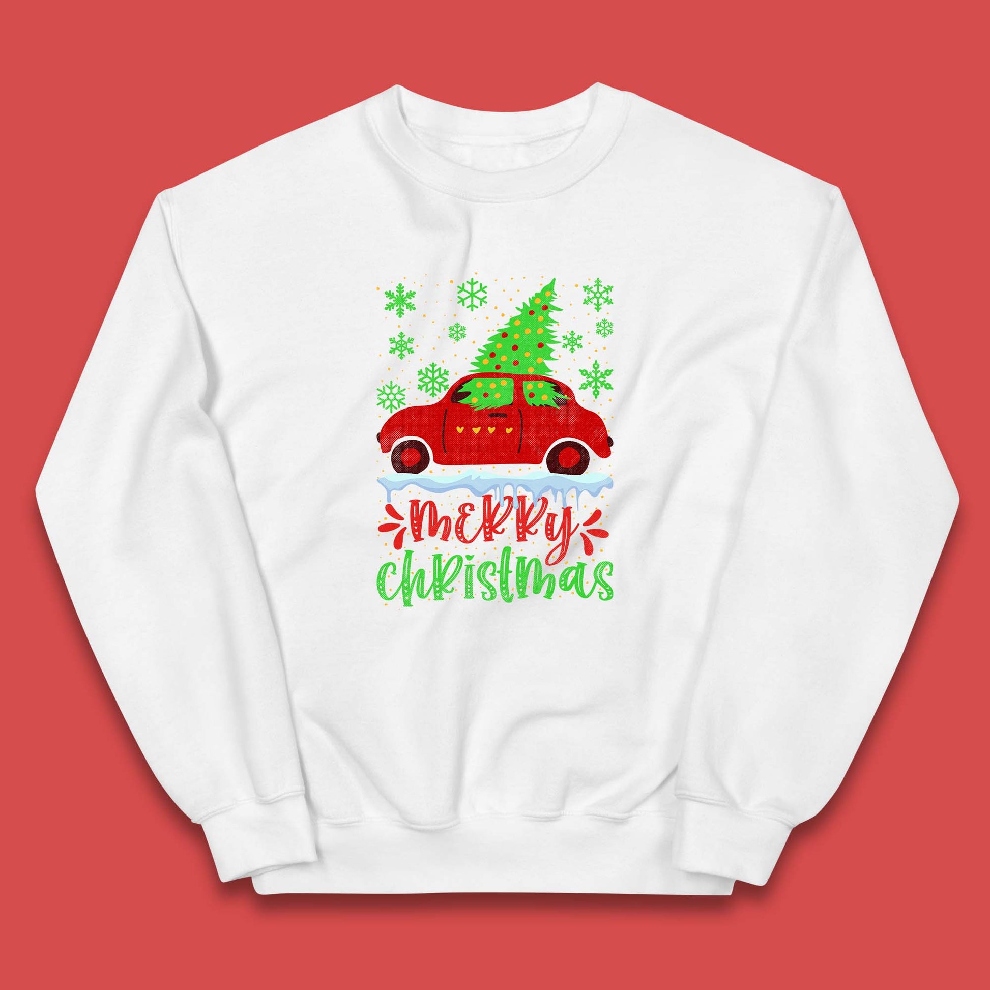 merry christmas red car sweatshirt