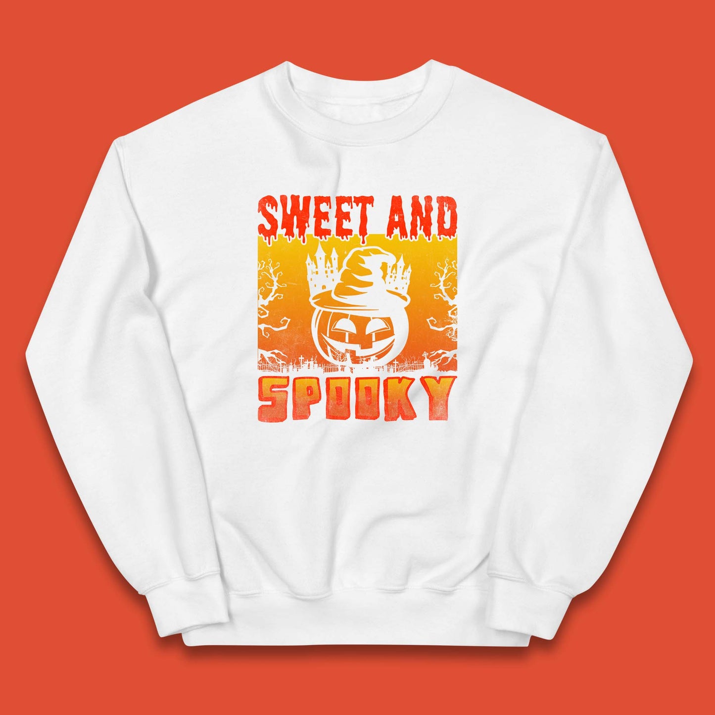 Sweet And Spooky Happy Halloween Witch Hat Pumpkin Horror Scary Season Kids Jumper