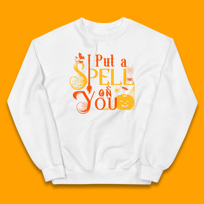 I Put a Spell on You Witch Broom Horror Spooky Scary Halloween Costume Kids Jumper