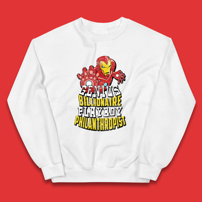 Tony Stark Quote Genius Billionaire Playboy Philanthropist Marvel Avenger Iron Man Superhero Movie Character Kids Jumper