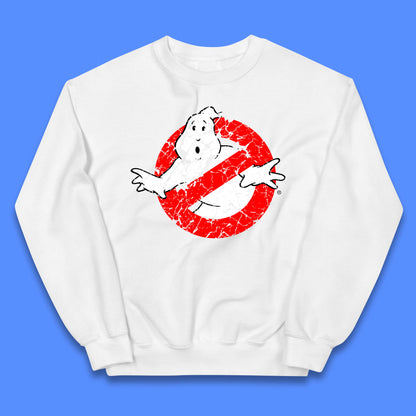 Distressed The Real Ghostbusters No Ghost Symbol Retro Halloween Movie Costume Kids Jumper