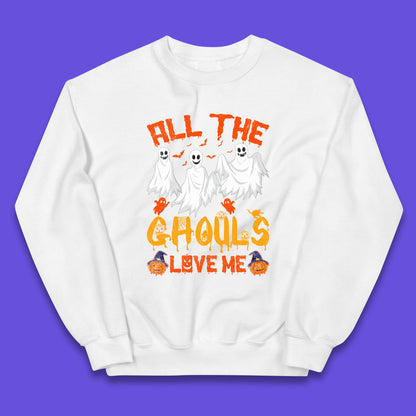 All The Ghouls Love Me Halloween Funny Horror Spooky Boo Ghost Kids Jumper