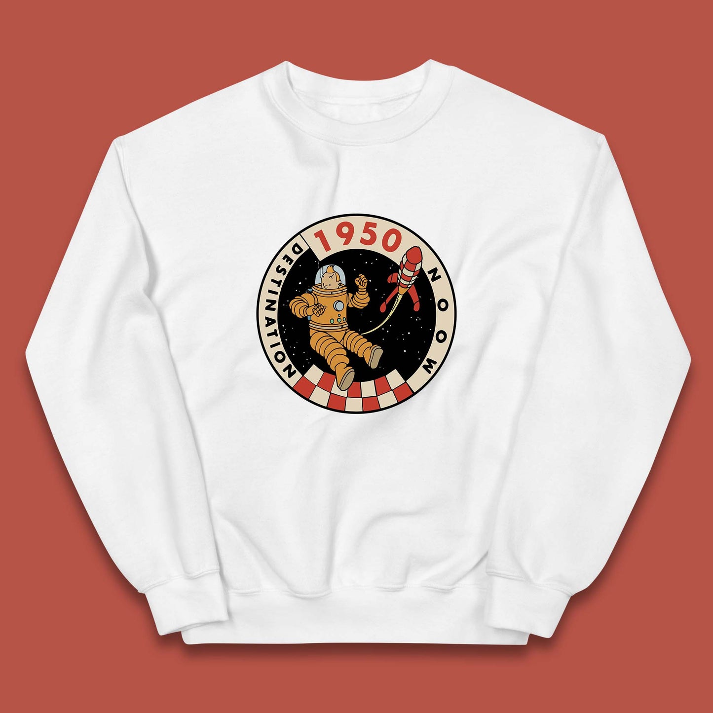Destination Moon 1950 Astronaut Tintin The Lunar Rocket Retro Comic Space Adventure Kids Jumper