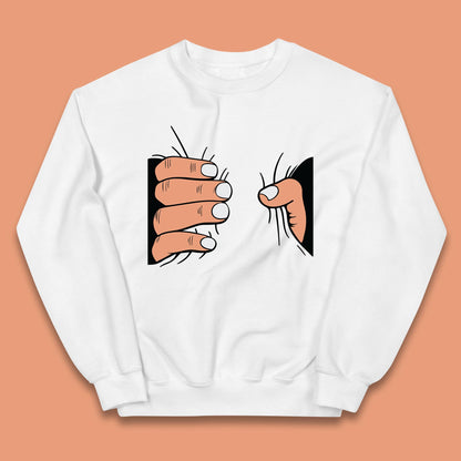 Crushing Handshake Big Hand Squeezing Funny Hand Grabbing Photographic Kids Jumper